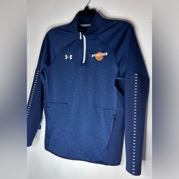 Under Armour Mens 1/4‎ Zip Pullover Shirt Coldgear Reactor L/S Navy  Size S - Picture 1 of 9